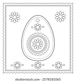 cute easter coloring page with a pretty egg with patterns 