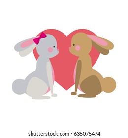 cute easter couple rabbit heart romantic