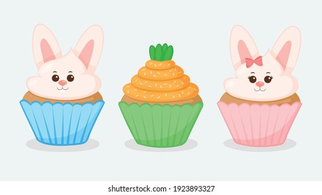 Cute Easter Cupcake Vector Illustartion