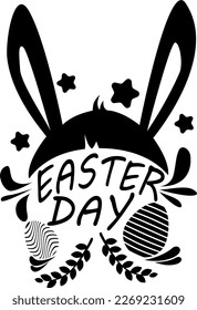 cute easter day sticker with pretty ears