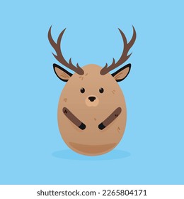 Cute Easter deer on light blue background 