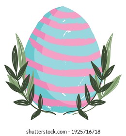 cute easter delicate egg with bracnhes decoration vector illustration white background