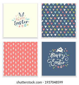 Cute Easter design, creative typography and lovely decoration, hand drawn Easter eggs, doodle flowers and decoration - great for banners, cards, wallpaper, invitations - vector design
