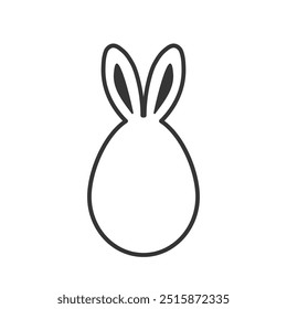 Cute Easter egg with bunny ears simple line icon. Religious celebration symbol. Festive pictogram for web, logo, decoration, app. Egg hunt, sweet treat, gift decor. Isolated vector illustration