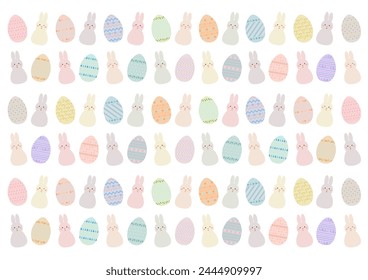 Cute Easter egg and bunny pattern design. Easter vector illustration material. For greeting cards, banners, wallpapers.