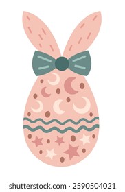 Cute Easter egg clipart. Happy Easter clipart in cartoon flat style. Hand draw vector illustration