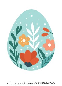 Huevo de Semana Santa con un ícono plano de adorno floral. Ilustración del vector