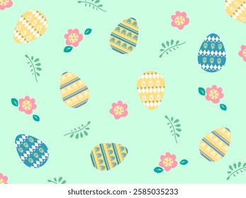 It is a cute easter egg and flower background.