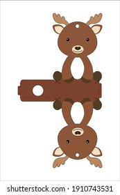 Cute easter egg holder moose template. Retail paper box for the easter egg. Printable color scheme. Laser cutting vector template. Isolated packaging design illustration.