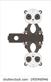 Cute easter egg holder panda template. Retail paper box for the easter egg. Printable color scheme. Laser cutting vector template. Isolated packaging design illustration.