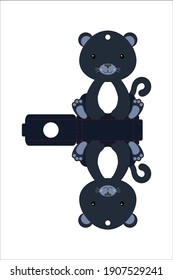 Cute easter egg holder panther template. Retail paper box for the easter egg. Printable color scheme. Laser cutting vector template. Isolated packaging design illustration.
