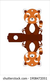 Cute easter egg holder red panda template. Retail paper box for the easter egg. Printable color scheme. Laser cutting vector template. Isolated packaging design illustration.