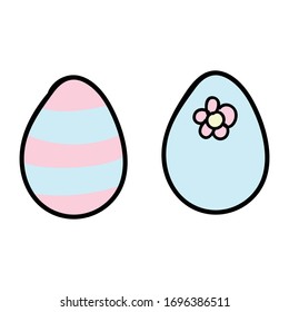 Eizelljagd für Kinder. Frühlingsferien gestreifte Eiergrafik für Kinderfeiern. Handgezeichnete doodle Stil Spaß Osterjagd Vektorillustration Clip Art. 