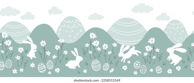 Cute Easter Egg hunt design, map for children, hand drawn with cute bunnies, eggs and decorations - great for invitations, banners, wallpapers - vector 