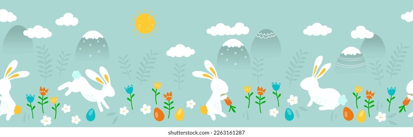 Cute Easter Egg hunt design, map for children, hand drawn with cute bunnies, eggs and decorations - great for invitations, banners, wallpapers - vector 