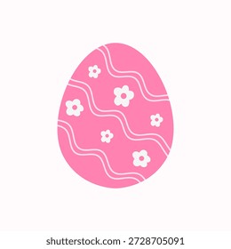 Ilustração de ovo de Páscoa bonito com cores rosa pastel, flor, e um humor macio kawaii. Projetado para cartões de saudação de primavera, gráficos infantis e decoração alegre de férias.