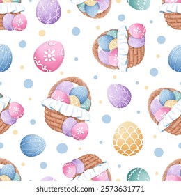 Cute Easter Egg illustration seamless pattern