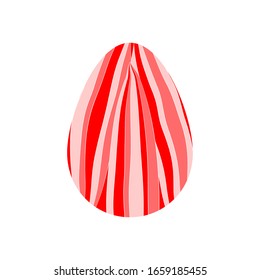 Cute easter egg on a white background. Red and pink stripes. Vector element for design.   