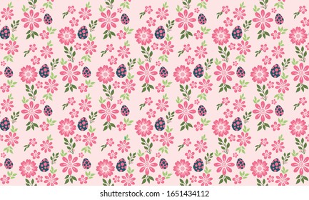 Cute of Easter egg pattern background, with seamless leaf and flower design.