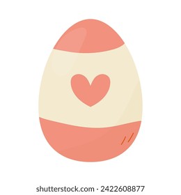 A cute easter egg, pink with a heart.  On a white isolated background 