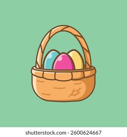 Cute Easter Egg Pot Easter Egg Elements. Vector Cartoon Illustration
