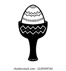 A cute Easter egg in a stand on a high leg in doodle style for various types of decoration, postcards, stickers. Vector illustration.