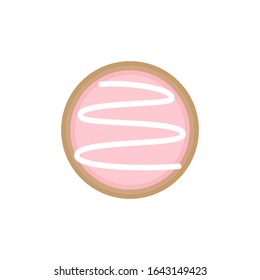 Cute Easter Egg Sugar Cookie Round Vector Illustration. Spring, Holiday, Circle Easter Cookie With Icing Symbol. Isolated Cartoon Graphic Icon.