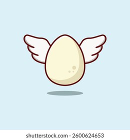 Cute Easter Egg with Wings Easter Egg Day Elements. Vector Cartoon Illustration