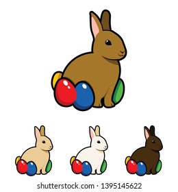 Cute Easter eggs bunny cartoon