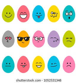 Cute Easter eggs with different emotions