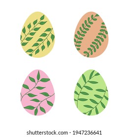Cute easter eggs with eco natural designe in pastel colors