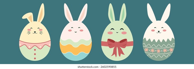 Cute Easter Eggs Featuring Bunnies, Chicks, Carrots, and Colorful Patterns