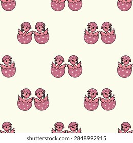 Cute Easter eggs and goslings seamless pattern vector background for holiday wrapping paper design.