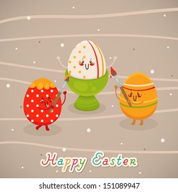 Cute Easter eggs. Greeting card