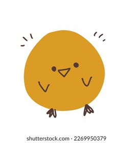 Cute Easter friendly baby chicken bird spring illustration in kawaii style, isolated on white background, hand drawn doodle style