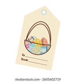 Cute Easter Gift Tags with Bunny, Chick, Eggs, and elements