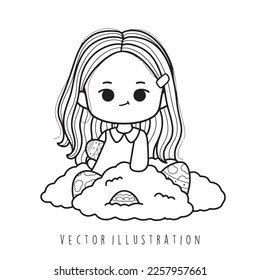 linda ilustración vectorial de chica de Pascua