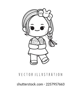 cute Easter girl vector illustration