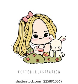 ilustración vectorial de chica linda de Pascua