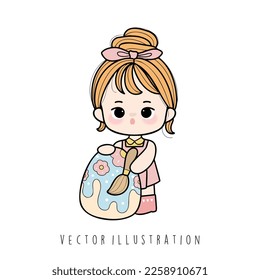 cute easter girl vector illustration