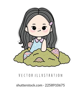 ilustración vectorial de chica linda de Pascua