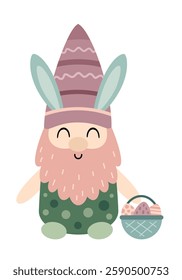 Cute Easter gnome clipart. Happy Easter clipart in cartoon flat style. Hand draw vector illustration