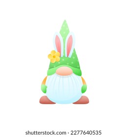 Cute easter gnome. Funny spring illustration for greeting cards, invitations, prints etc. Cartoon objects isolated on a white background. Vector 10 EPS.