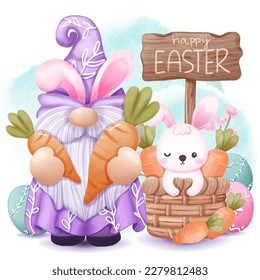 Cute Easter Gnome Illustration for easter decoration