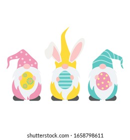 Cute Easter Gnome Illustration Set On White