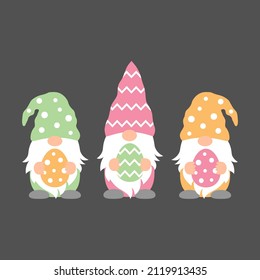 Cute Easter Gnome Illustration Set Cartoon stile