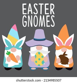  Cute Easter Gnome, vector art.