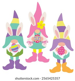 Cute  Easter gnome vector cartoon illustration