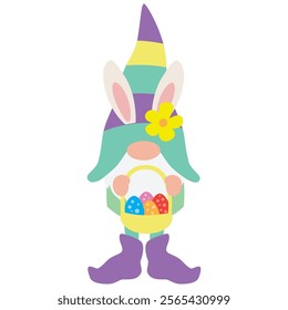 Cute  Easter gnome vector cartoon illustration