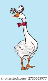 Cute Easter goose dressed in a bunny costume with pastel colors. Playful, whimsical, and festive design perfect for spring, holiday, and seasonal celebration projects.
